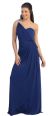 One Shoulder Draped Prom Cocktail Dress with Bejeweled Strap in Royal Blue